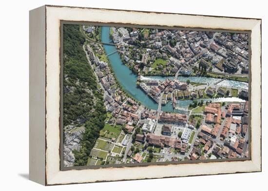Interlaken, Interlaken-Oberhasli, Bern, Switzerland, Jungfrau Region, Town Centre, Aerial Picture-Frank Fleischmann-Framed Premier Image Canvas