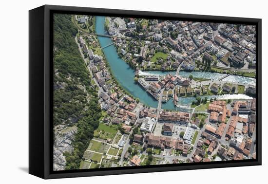 Interlaken, Interlaken-Oberhasli, Bern, Switzerland, Jungfrau Region, Town Centre, Aerial Picture-Frank Fleischmann-Framed Premier Image Canvas