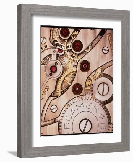 Internal Cogs And Gears of a 17-jewel Swiss Watch-David Parker-Framed Photographic Print