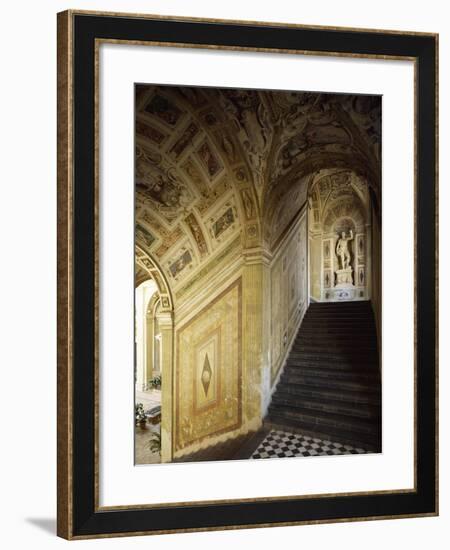 Internal Courtyard and Staircase, Palace of Marquis of Santa Cruz, Viso Del Marques-null-Framed Giclee Print