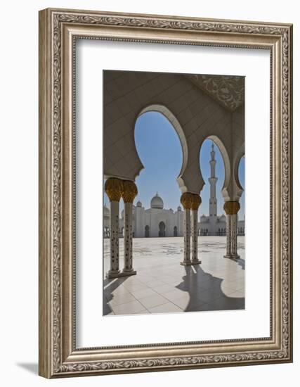 Internal View of the Arcade of the Sheikh Zayed Mosque, Al Maqta District of Abu Dhabi, Abu Dhabi-Cahir Davitt-Framed Photographic Print