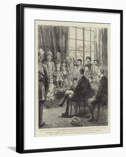 International Amenities, Afternoon Tea with the Youngest Son of the Amir of Afghanistan-Godefroy Durand-Framed Giclee Print