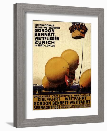 International Balloon Festival, Zurich, c.1909-Emil Cardinaux-Framed Giclee Print