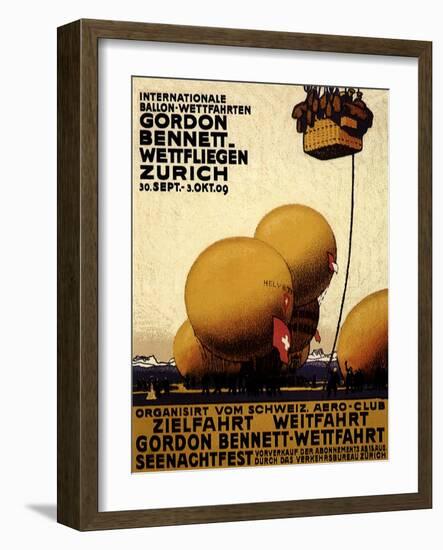 International Balloon Festival, Zurich, c.1909-Emil Cardinaux-Framed Giclee Print