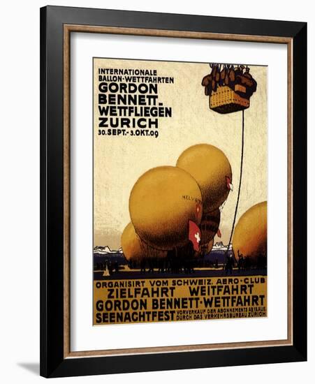 International Balloon Festival, Zurich, c.1909-Emil Cardinaux-Framed Giclee Print