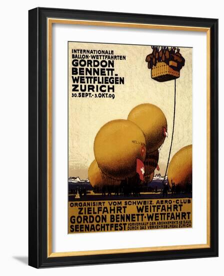 International Balloon Festival, Zurich, c.1909-Emil Cardinaux-Framed Giclee Print