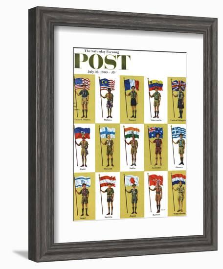 "International Boy Scouts," Saturday Evening Post Cover, July 23, 1960-James Lewicki-Framed Giclee Print