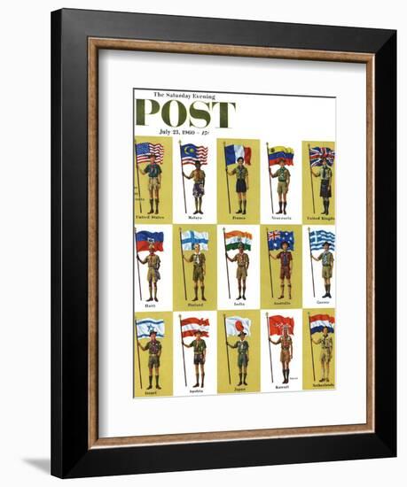 "International Boy Scouts," Saturday Evening Post Cover, July 23, 1960-James Lewicki-Framed Giclee Print