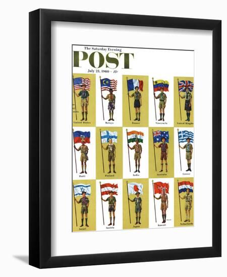 "International Boy Scouts," Saturday Evening Post Cover, July 23, 1960-James Lewicki-Framed Giclee Print