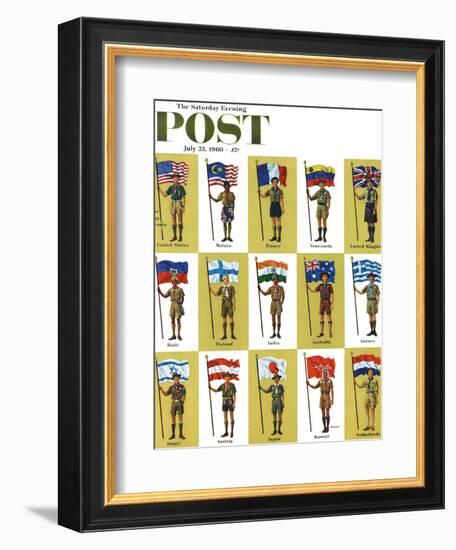 "International Boy Scouts," Saturday Evening Post Cover, July 23, 1960-James Lewicki-Framed Giclee Print