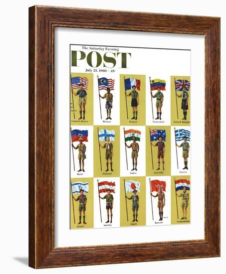 "International Boy Scouts," Saturday Evening Post Cover, July 23, 1960-James Lewicki-Framed Giclee Print