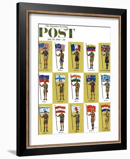 "International Boy Scouts," Saturday Evening Post Cover, July 23, 1960-James Lewicki-Framed Giclee Print