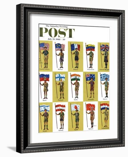 "International Boy Scouts," Saturday Evening Post Cover, July 23, 1960-James Lewicki-Framed Giclee Print