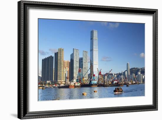 International Commerce Centre (Icc) and Yau Ma Tei Typhoon Shelter, West Kowloon, Hong Kong, China-Ian Trower-Framed Photographic Print