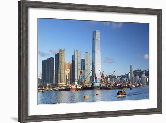 International Commerce Centre (Icc) and Yau Ma Tei Typhoon Shelter, West Kowloon, Hong Kong, China-Ian Trower-Framed Photographic Print