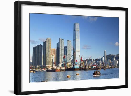 International Commerce Centre (Icc) and Yau Ma Tei Typhoon Shelter, West Kowloon, Hong Kong, China-Ian Trower-Framed Photographic Print