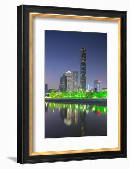 International Finance Centre and Skyscrapers in Zhujiang New Town at Dusk-Ian Trower-Framed Photographic Print