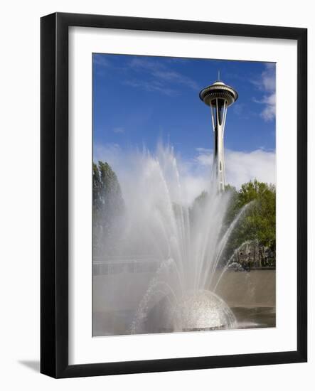 International Fountain and Space Needle at the Seattle Center, Seattle, Washington State, USA-Richard Cummins-Framed Photographic Print