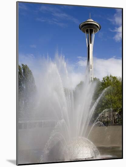 International Fountain and Space Needle at the Seattle Center, Seattle, Washington State, USA-Richard Cummins-Mounted Photographic Print