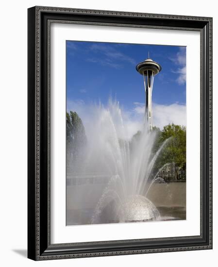 International Fountain and Space Needle at the Seattle Center, Seattle, Washington State, USA-Richard Cummins-Framed Photographic Print