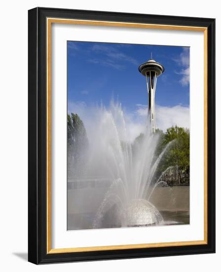 International Fountain and Space Needle at the Seattle Center, Seattle, Washington State, USA-Richard Cummins-Framed Photographic Print