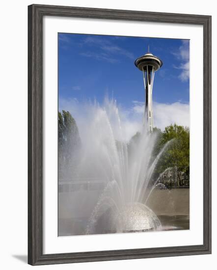 International Fountain and Space Needle at the Seattle Center, Seattle, Washington State, USA-Richard Cummins-Framed Photographic Print