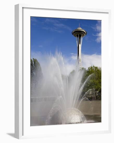 International Fountain and Space Needle at the Seattle Center, Seattle, Washington State, USA-Richard Cummins-Framed Photographic Print