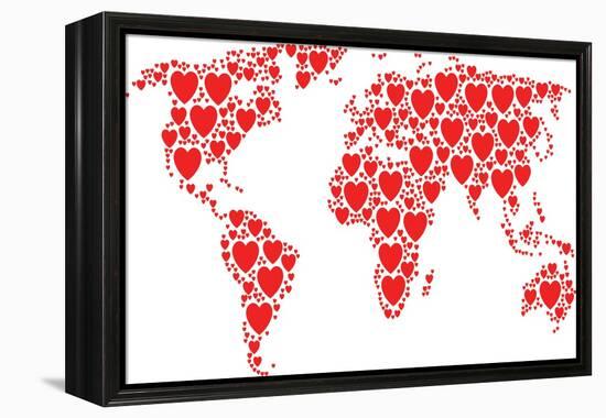 International Map Composition Composed of Love Heart Pictograms. Vector Love Heart Elements are Uni-Aha-Soft-Framed Stretched Canvas