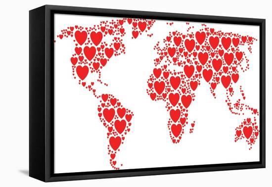 International Map Composition Composed of Love Heart Pictograms. Vector Love Heart Elements are Uni-Aha-Soft-Framed Stretched Canvas