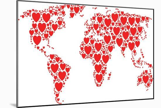 International Map Composition Composed of Love Heart Pictograms. Vector Love Heart Elements are Uni-Aha-Soft-Mounted Art Print