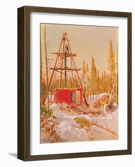 International Nickel Company- Diamond Drill Rig, Manitoba Bush, Inc, 1964 (Oil on Canvas)-Terence Cuneo-Framed Giclee Print