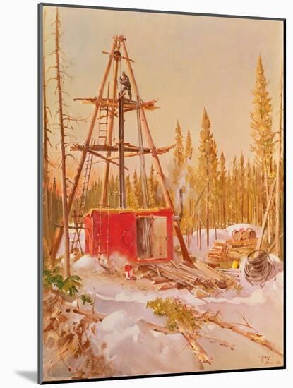 International Nickel Company- Diamond Drill Rig, Manitoba Bush, Inc, 1964 (Oil on Canvas)-Terence Cuneo-Mounted Giclee Print