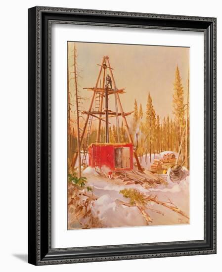 International Nickel Company- Diamond Drill Rig, Manitoba Bush, Inc, 1964 (Oil on Canvas)-Terence Cuneo-Framed Giclee Print