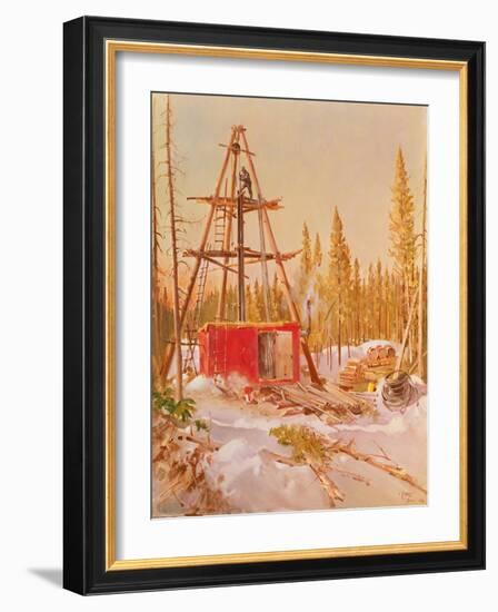International Nickel Company- Diamond Drill Rig, Manitoba Bush, Inc, 1964 (Oil on Canvas)-Terence Cuneo-Framed Giclee Print