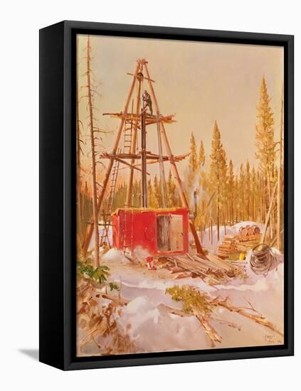 International Nickel Company- Diamond Drill Rig, Manitoba Bush, Inc, 1964 (Oil on Canvas)-Terence Cuneo-Framed Premier Image Canvas