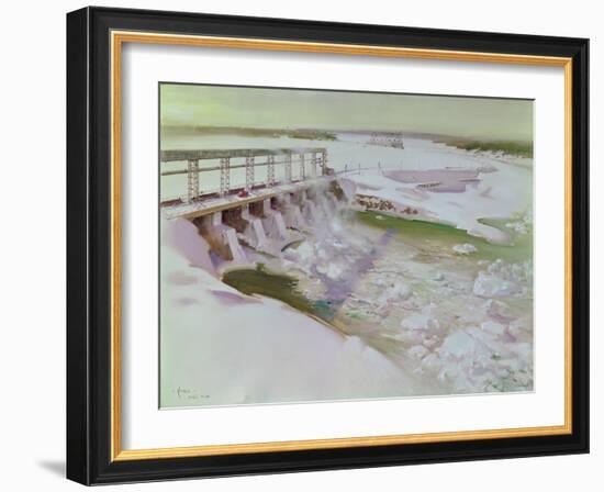 International Nickel Company- Kelsey Dam on the Nielsen River, Manitoba-Terence Cuneo-Framed Giclee Print