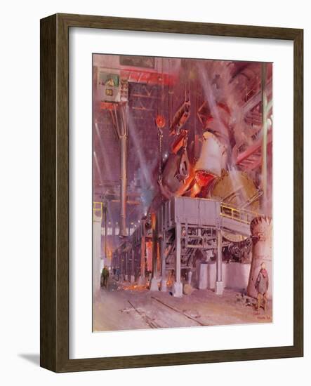 International Nickel Company- Smelter Aisle, Thompson, Manitoba. Inco, 1964 (Oil on Canvas)-Terence Cuneo-Framed Giclee Print