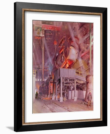 International Nickel Company- Smelter Aisle, Thompson, Manitoba. Inco, 1964 (Oil on Canvas)-Terence Cuneo-Framed Giclee Print