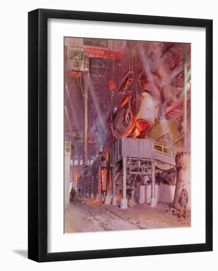 International Nickel Company- Smelter Aisle, Thompson, Manitoba. Inco, 1964 (Oil on Canvas)-Terence Cuneo-Framed Giclee Print