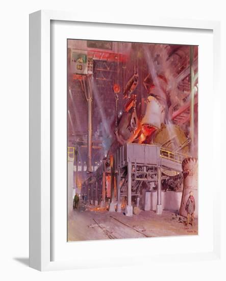 International Nickel Company- Smelter Aisle, Thompson, Manitoba. Inco, 1964 (Oil on Canvas)-Terence Cuneo-Framed Giclee Print