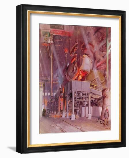 International Nickel Company- Smelter Aisle, Thompson, Manitoba. Inco, 1964 (Oil on Canvas)-Terence Cuneo-Framed Giclee Print