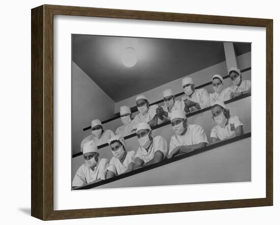 Interns Wearing Surgical Masks Observing Medical Procedure at Minneapolis General Hospital-Alfred Eisenstaedt-Framed Photographic Print