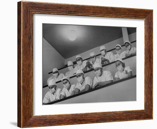 Interns Wearing Surgical Masks Observing Medical Procedure at Minneapolis General Hospital-Alfred Eisenstaedt-Framed Photographic Print