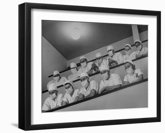 Interns Wearing Surgical Masks Observing Medical Procedure at Minneapolis General Hospital-Alfred Eisenstaedt-Framed Photographic Print