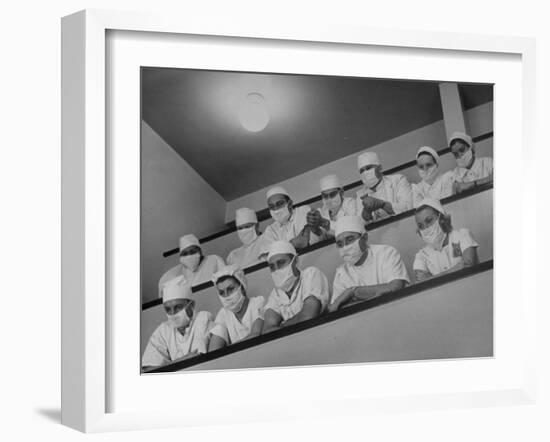 Interns Wearing Surgical Masks Observing Medical Procedure at Minneapolis General Hospital-Alfred Eisenstaedt-Framed Photographic Print