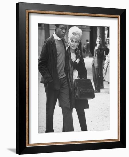 Interracial Couple Walking Through Luxembourg Gardens-Alfred Eisenstaedt-Framed Photographic Print