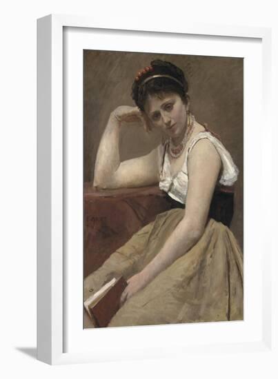 Interrupted Reading, C.1870-Jean-Baptiste-Camille Corot-Framed Giclee Print