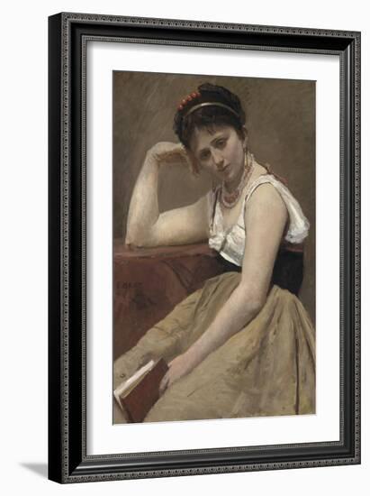 Interrupted Reading, C.1870-Jean-Baptiste-Camille Corot-Framed Giclee Print