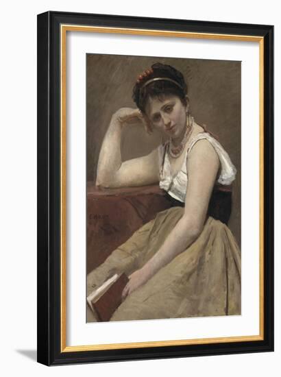 Interrupted Reading, C.1870-Jean-Baptiste-Camille Corot-Framed Giclee Print