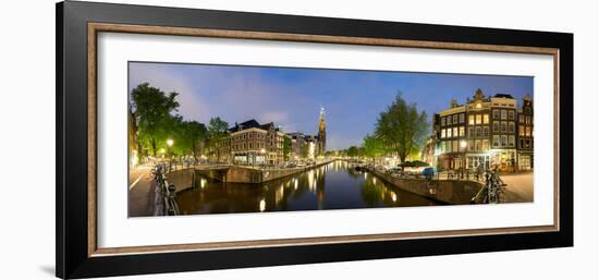 Intersection of Prinsengracht and Leidsegracht Canals at Night-null-Framed Photographic Print